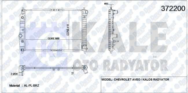 KALE 372200 Su Radyatoru Chevrolet Aveo-Kalos (Al/Pl/Brz) (600x418x16) (Manuel)